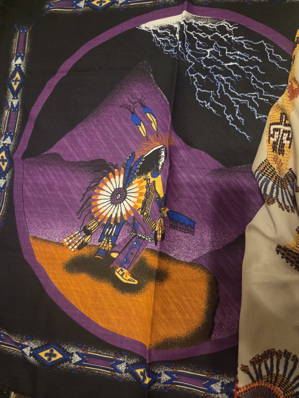 Native-Inspired Printed Scarves in Cream, Red, Black & Purple - Picture 3 of 4